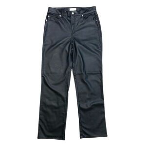 H&M Faux Leather Pants Black Classic Casual Straight Relaxed Fall Autumn Moto